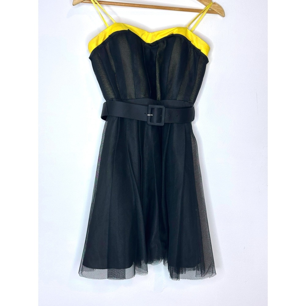 Aqua Dresses Yellow Black Fit & Flare Party Cocktail Dress - Size 4‎